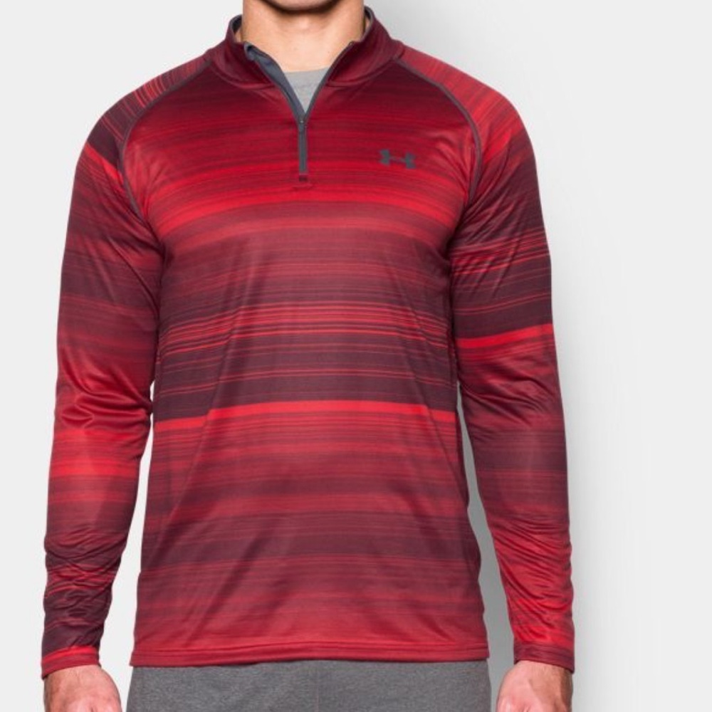 Under Armour Tech Heatgear 1/4 Zip Pullover Red Gray Size 2XL